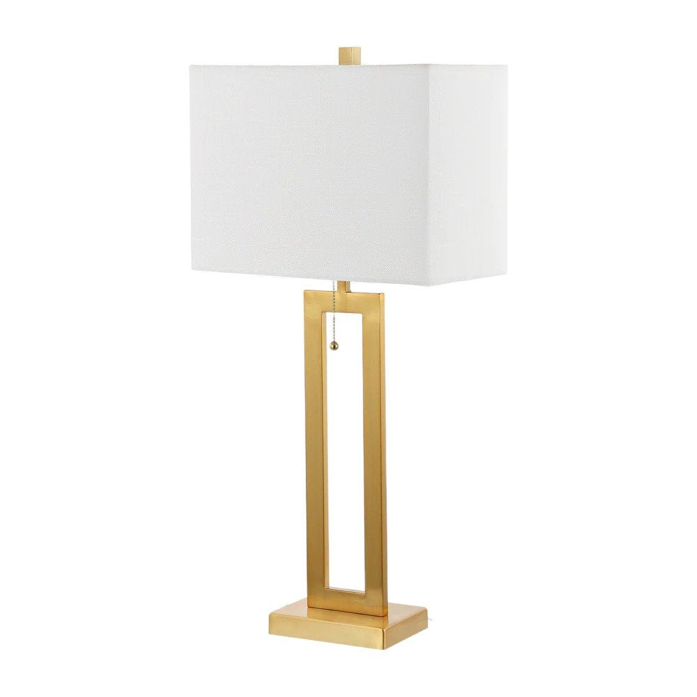 Set of Two 29" Gold Table Lamps With Shades on a white background