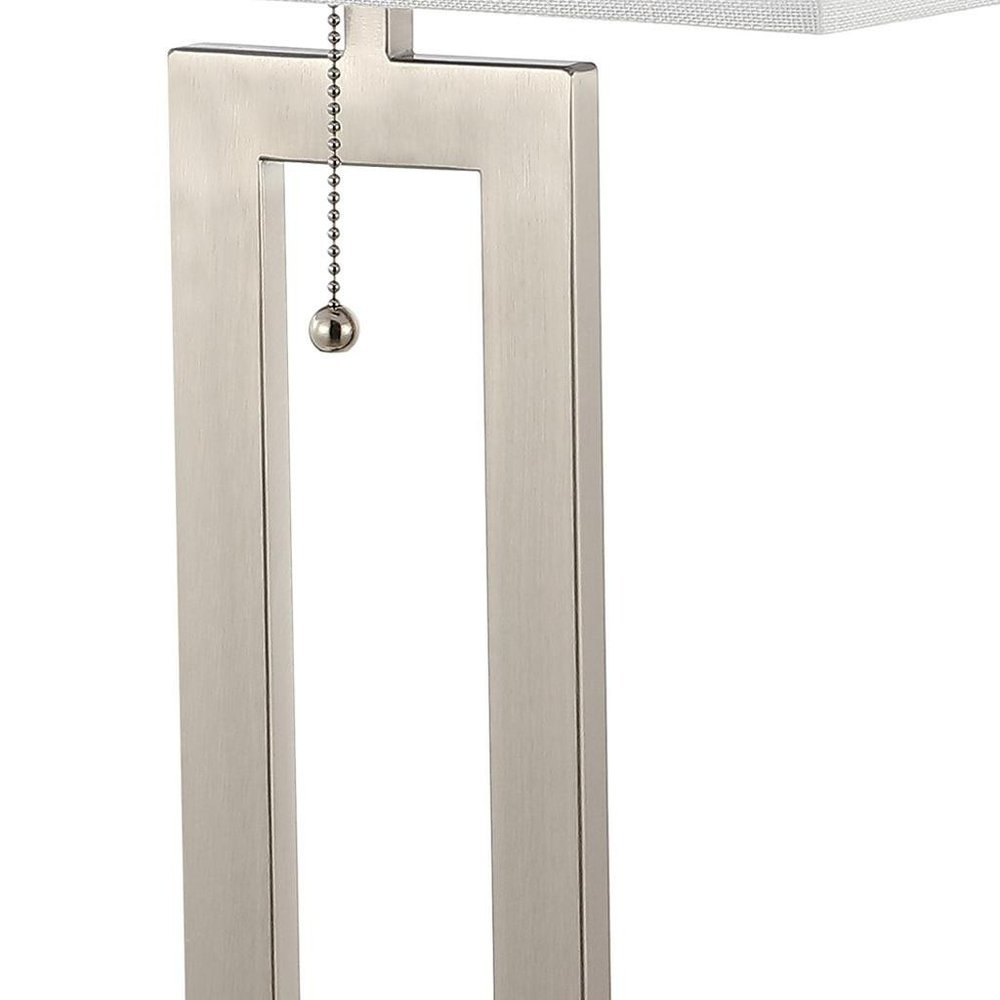 Set of Two 29" Nickel Table Lamps With Shades on a white background
