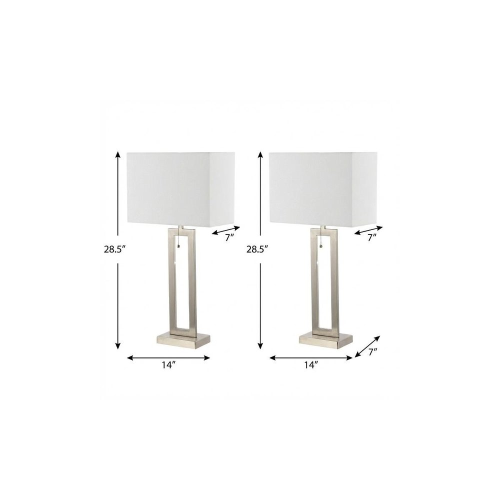 Set of Two 29" Nickel Table Lamps With Shades on a white background