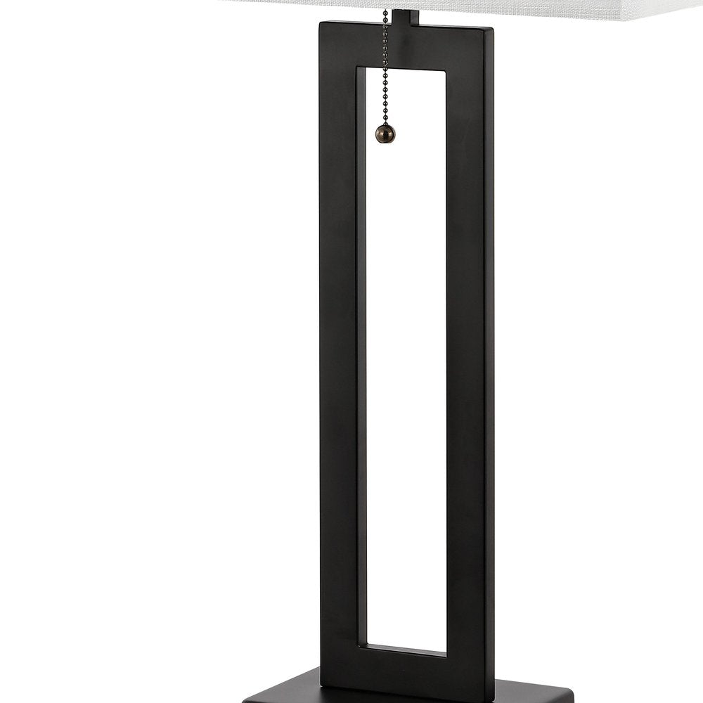 Set of Two 29" Black Table Lamps With Shades on a white background