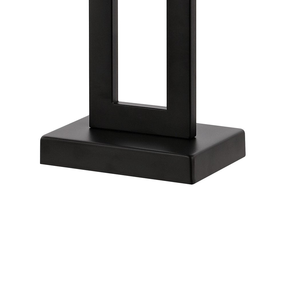 Set of Two 29" Black Table Lamps With Shades on a white background