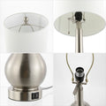 Set of Two 24" Nickel Gourd Table Lamps With Drum Shades on a white background