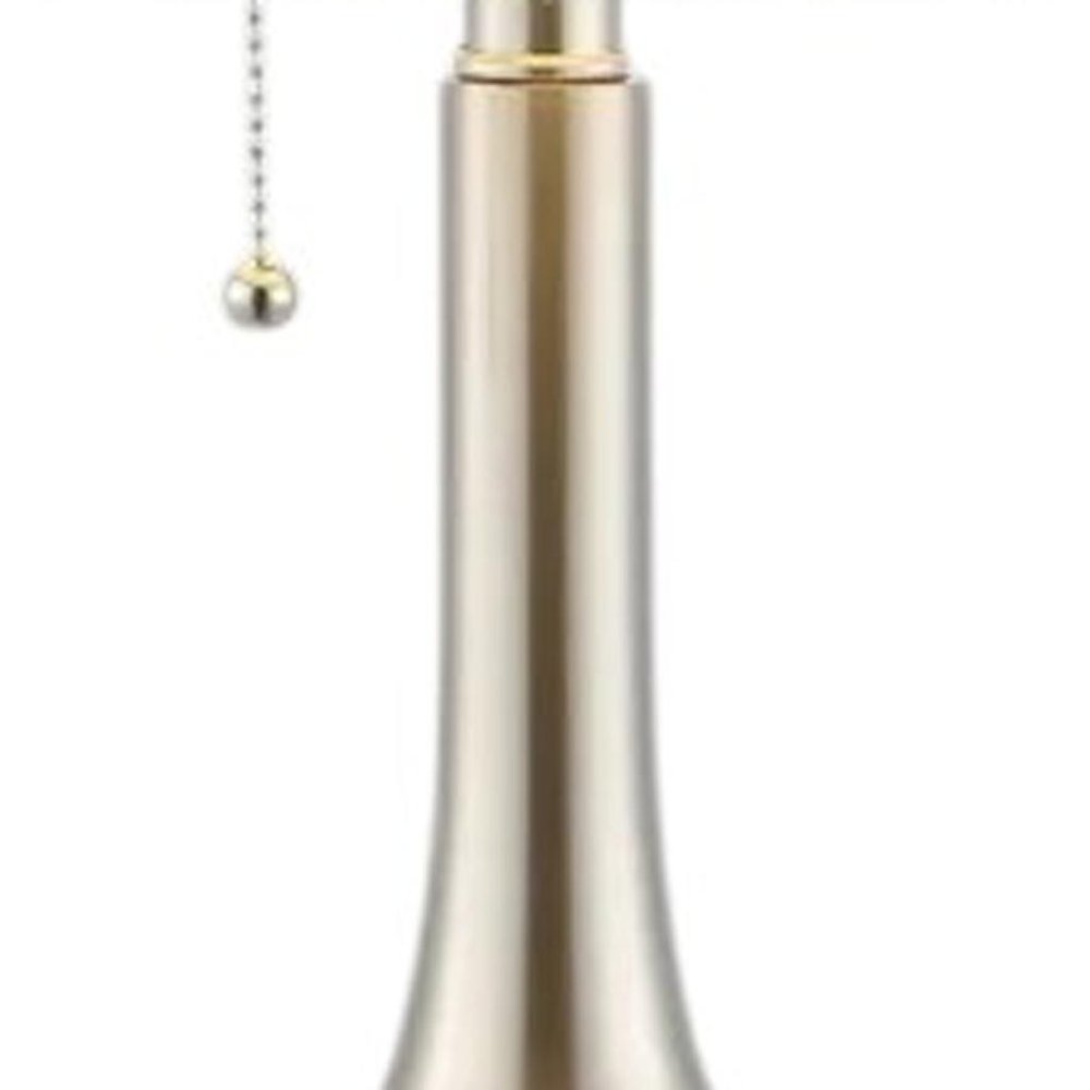 Set of Two 24" Nickel Gourd Table Lamps With Drum Shades on a white background