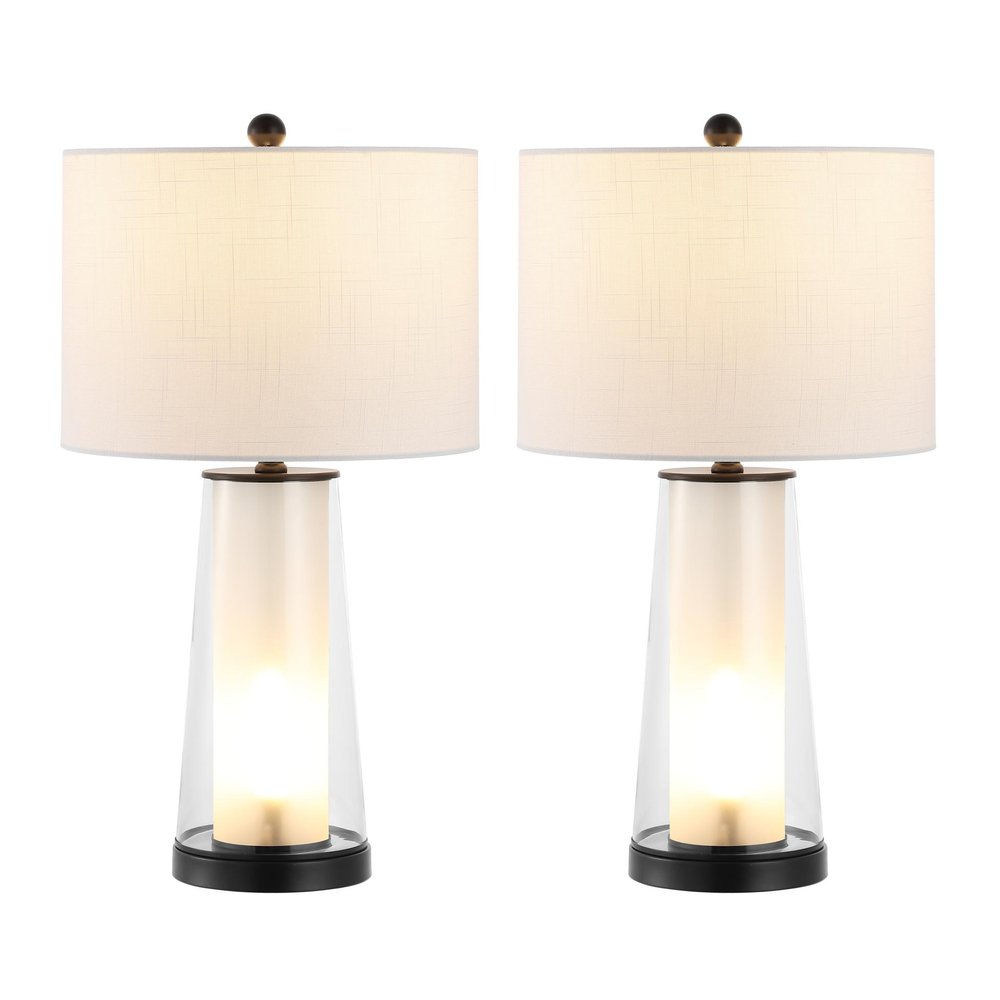 Set of Two 26" Antiqued Bronze Lighthouse Table Lamps With Drum Shades