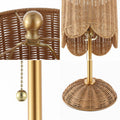 Set of Two 28" Brown Table Lamps With Drum Shades on a white background