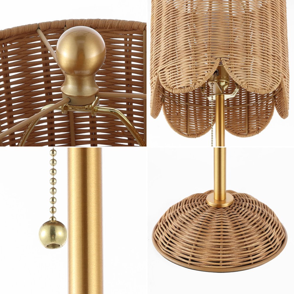 Set of Two 28" Brown Table Lamps With Drum Shades on a white background