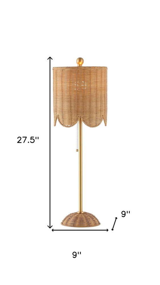 Set of Two 28" Brown Table Lamps With Drum Shades on a white background