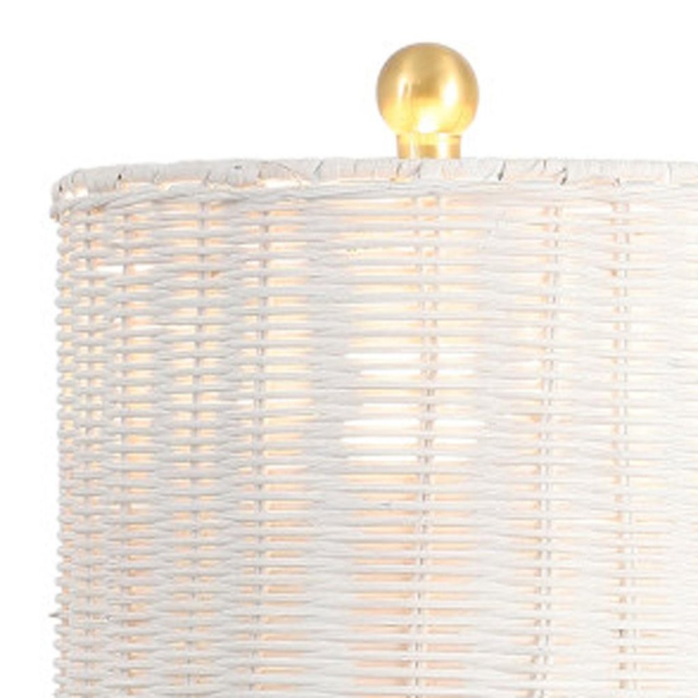 Set of Two 28" White Table Lamps With Drum Shades