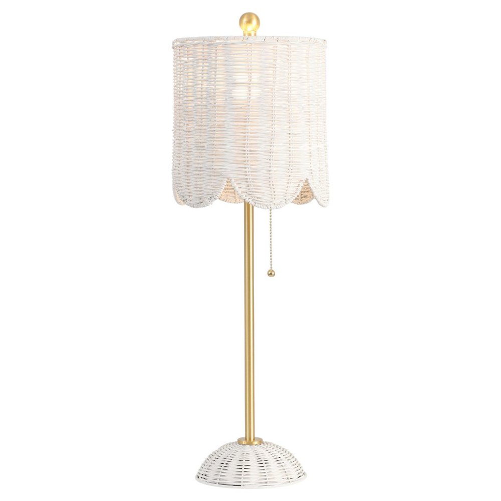 Set of Two 28" White Table Lamps With Drum Shades