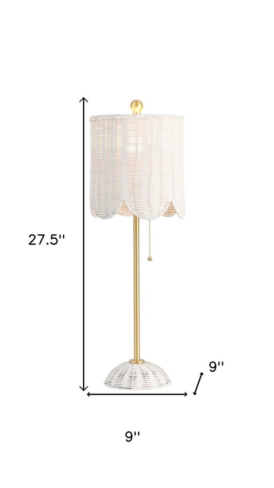 Set of Two 28" White Table Lamps With Drum Shades on a white background