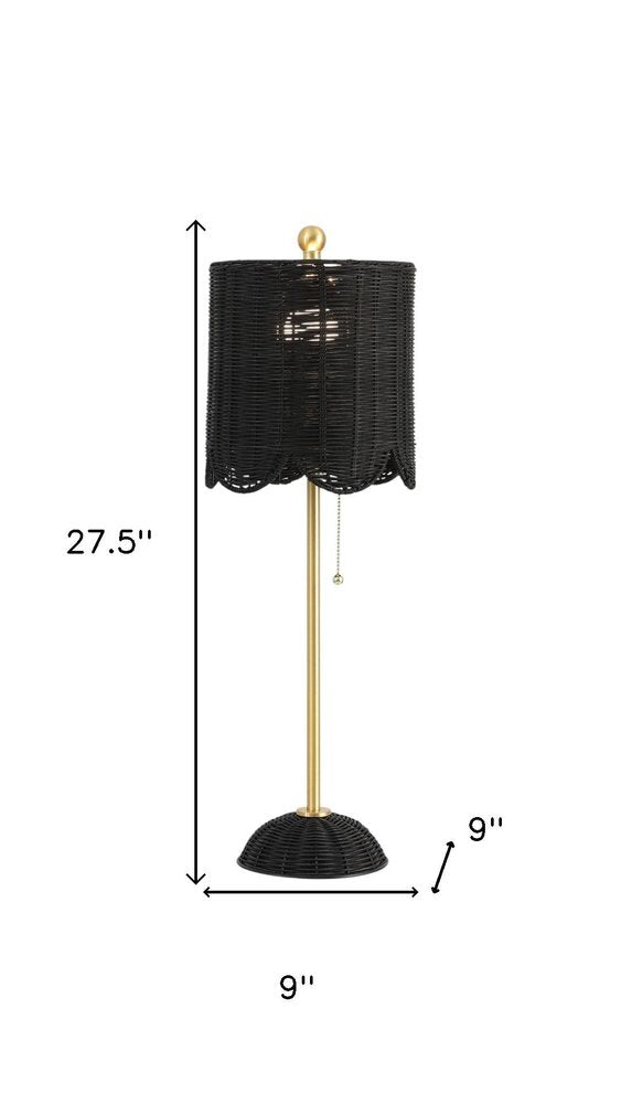 Set of Two 28" Black Table Lamps With Drum Shades