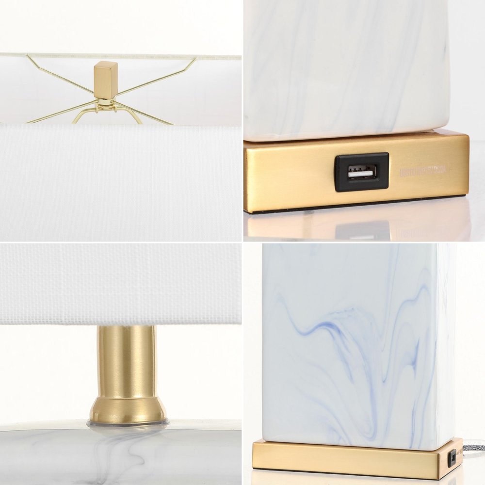 Set of Two 25" Gold Table Lamps With Shades