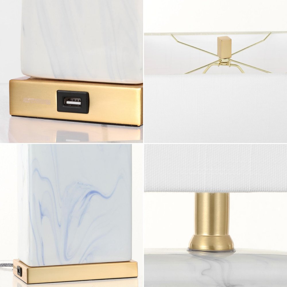 Set of Two 25" Gold Table Lamps With Shades