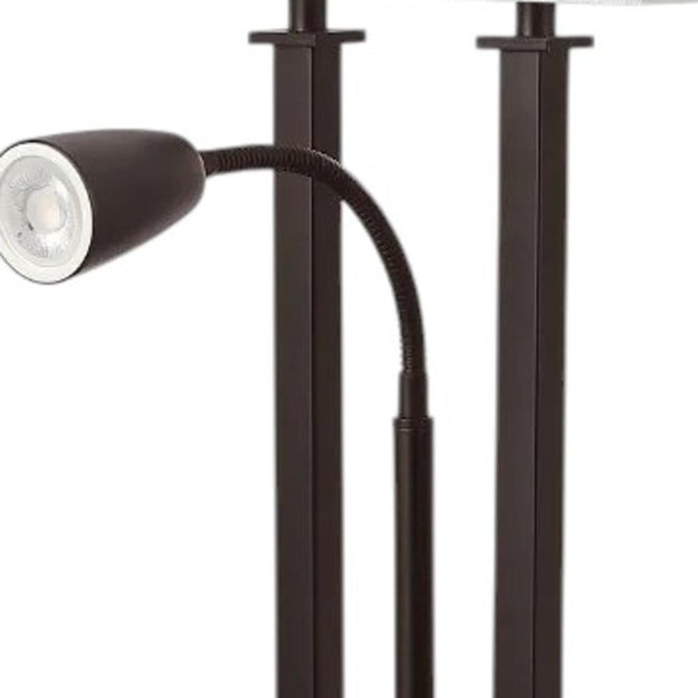 24" Antiqued Bronze Swing Arm Novelty Table Lamp With Shade. Table lamp isolated on a plain white background.
