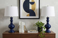 Set of Two 29" Blue Novelty Table Lamps With Drum Shades