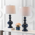 Set of Two 29" Blue Novelty Table Lamps With Drum Shades