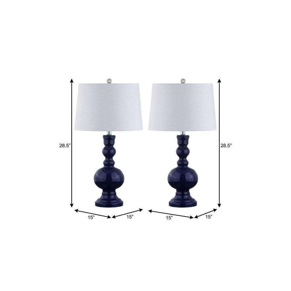 Set of Two 29" Blue Novelty Table Lamps With Drum Shades on a white background