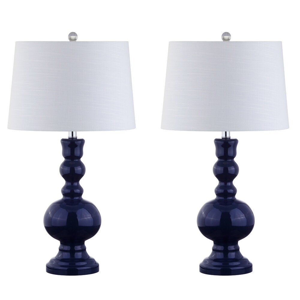 Set of Two 29" Blue Novelty Table Lamps With Drum Shades on a white background