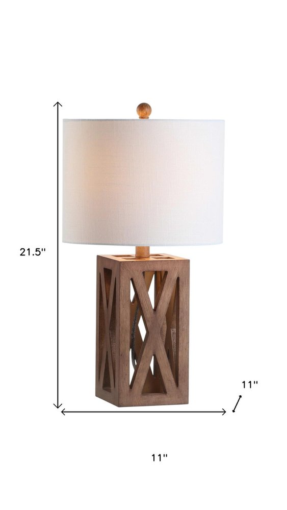 Set of Two 22" Brown Table Lamps With Drum Shades