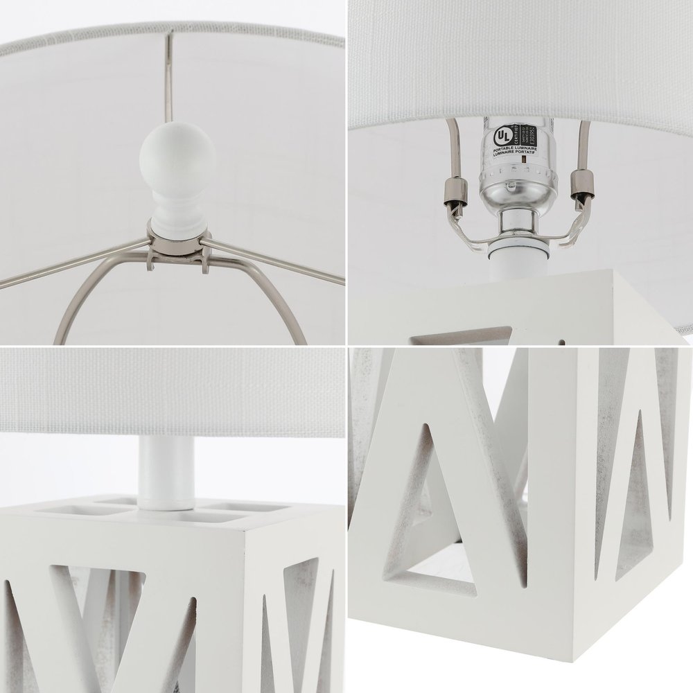 Set of Two 22" White Table Lamps With Drum Shades