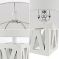 Set of Two 22" White Table Lamps With Drum Shades