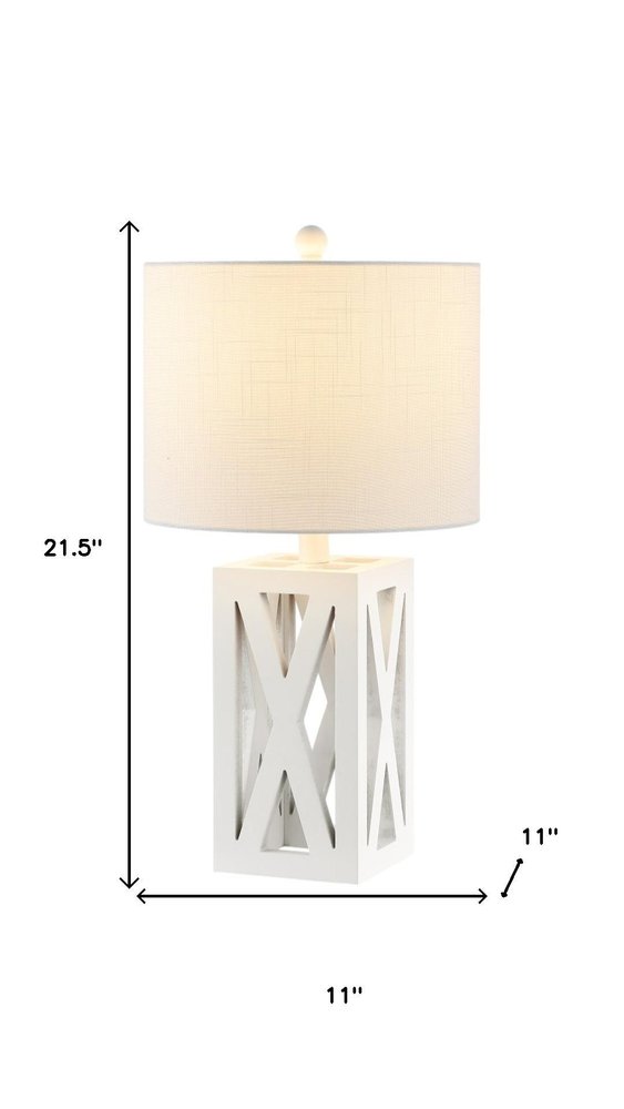 Set of Two 22" White Table Lamps With Drum Shades