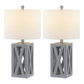 Set of Two 22" Gray Table Lamps With Drum Shades