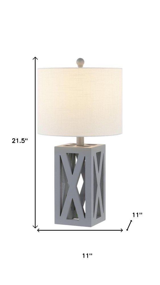 Set of Two 22" Gray Table Lamps With Drum Shades