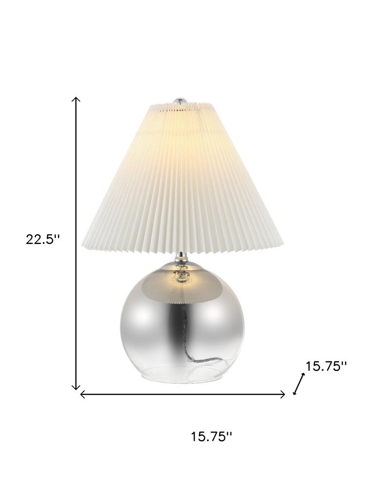 23" Silver Globe Lamp Base With Empire Shade. Lamp isolated on a plain white background, in a silver finish.