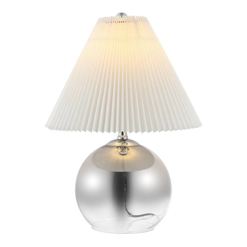 23" Silver Globe Lamp Base With Empire Shade. Lamp isolated on a plain white background, finished in silver.