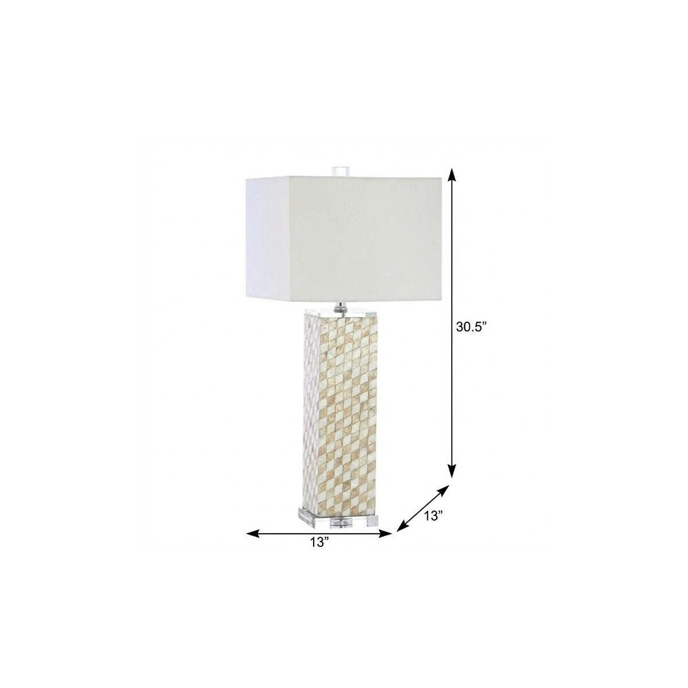 31" Clear Novelty Table Lamp With Shade. Table lamp isolated on a plain white background, showing its clear color.