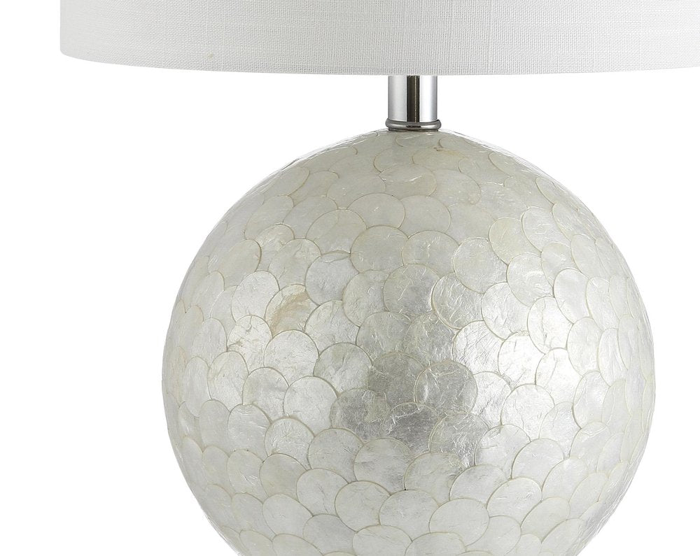 24" Clear Globe Lamp Base With Drum Shade. Lamp isolated on a plain white background, in a clear finish.