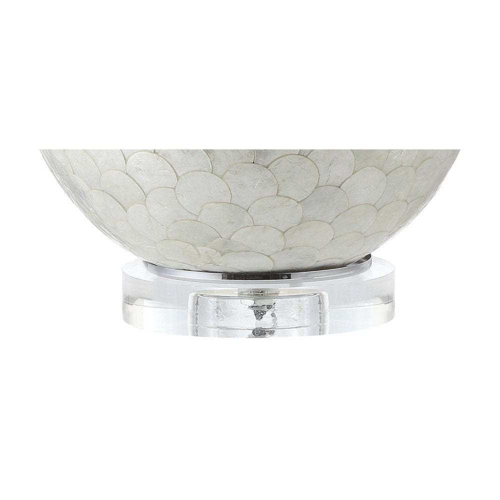 24" Clear Globe Lamp Base With Drum Shade. Lamp isolated on a plain white background, finished in clear.