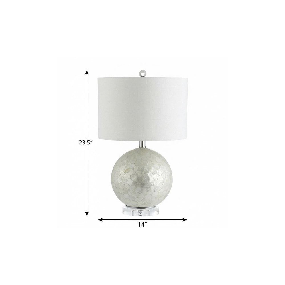 24" Clear Globe Lamp Base With Drum Shade. Lamp isolated on a plain white background, finished in clear.