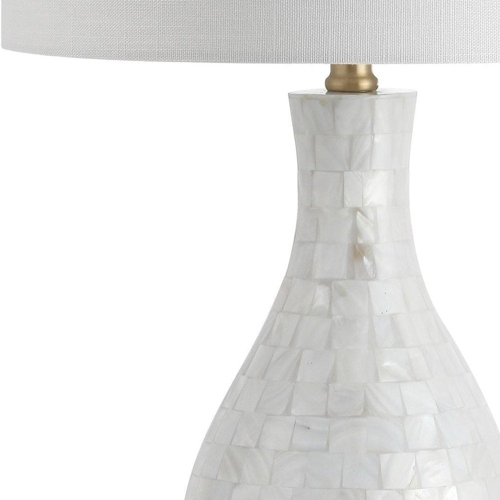 27" Clear Novelty Table Lamp With Drum Shade. Table lamp isolated on a plain white background, finished in clear.