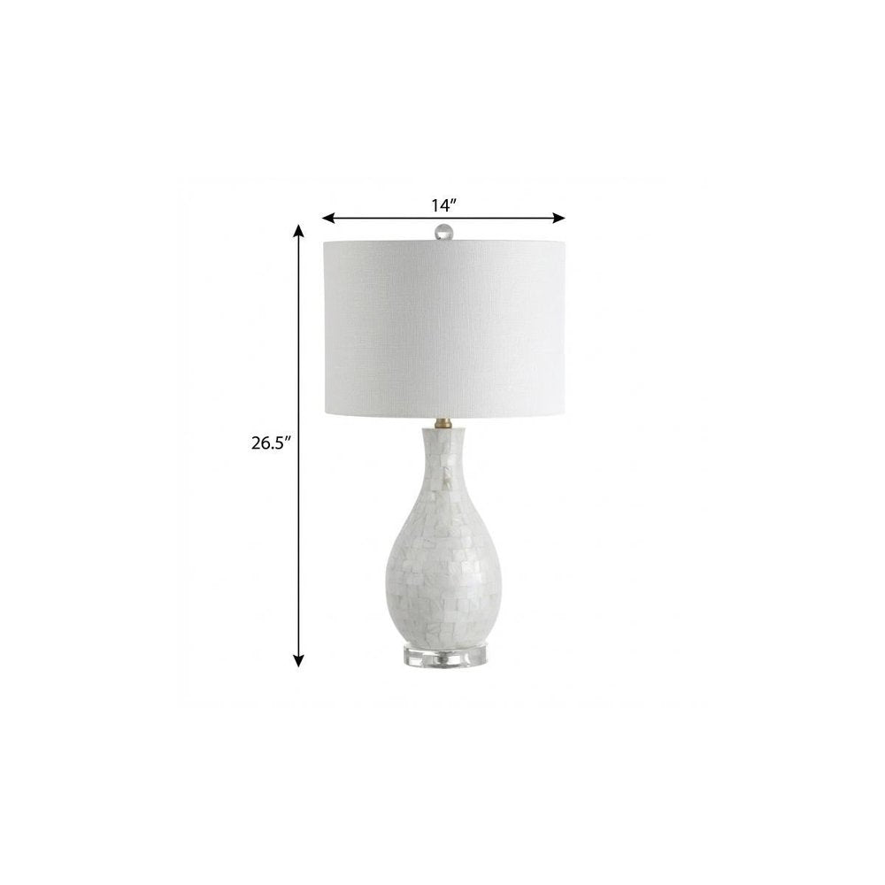 27" Clear Novelty Table Lamp With Drum Shade. Table lamp isolated on a plain white background, finished in clear.