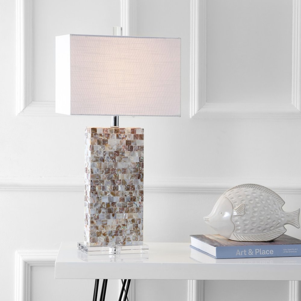 29" Clear Novelty Table Lamp With Shade. Table lamp isolated on a plain white background, in a clear finish.