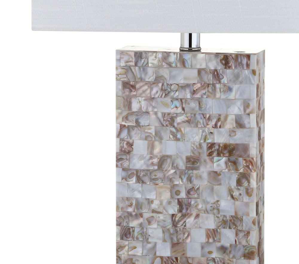 29" Clear Novelty Table Lamp With Shade. Table lamp isolated on a plain white background, showing its clear color.