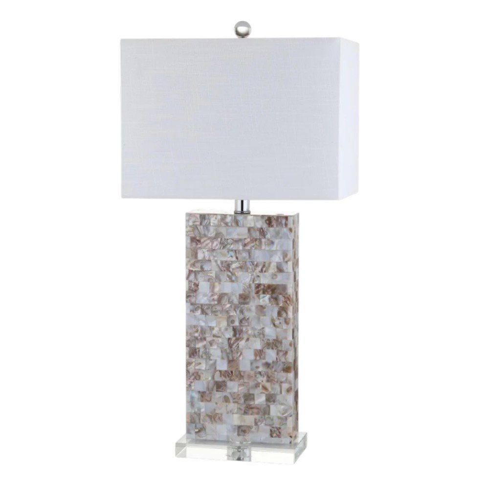 29" Clear Novelty Table Lamp With Shade. Table lamp isolated on a plain white background, in a clear finish.