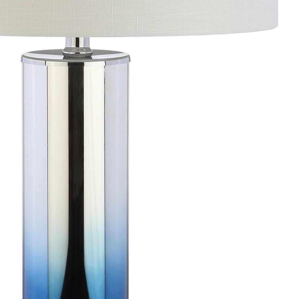 27" Clear Novelty Table Lamp With Drum Shade. Table lamp isolated on a plain white background, finished in clear.