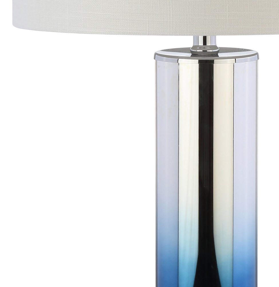27" Clear Novelty Table Lamp With Drum Shade. Table lamp isolated on a plain white background, in a clear finish.
