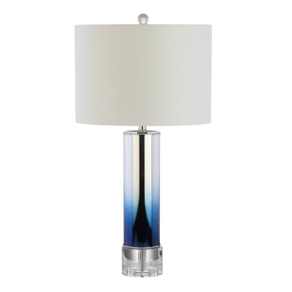 27" Clear Novelty Table Lamp With Drum Shade. Table lamp isolated on a plain white background, in a clear finish.