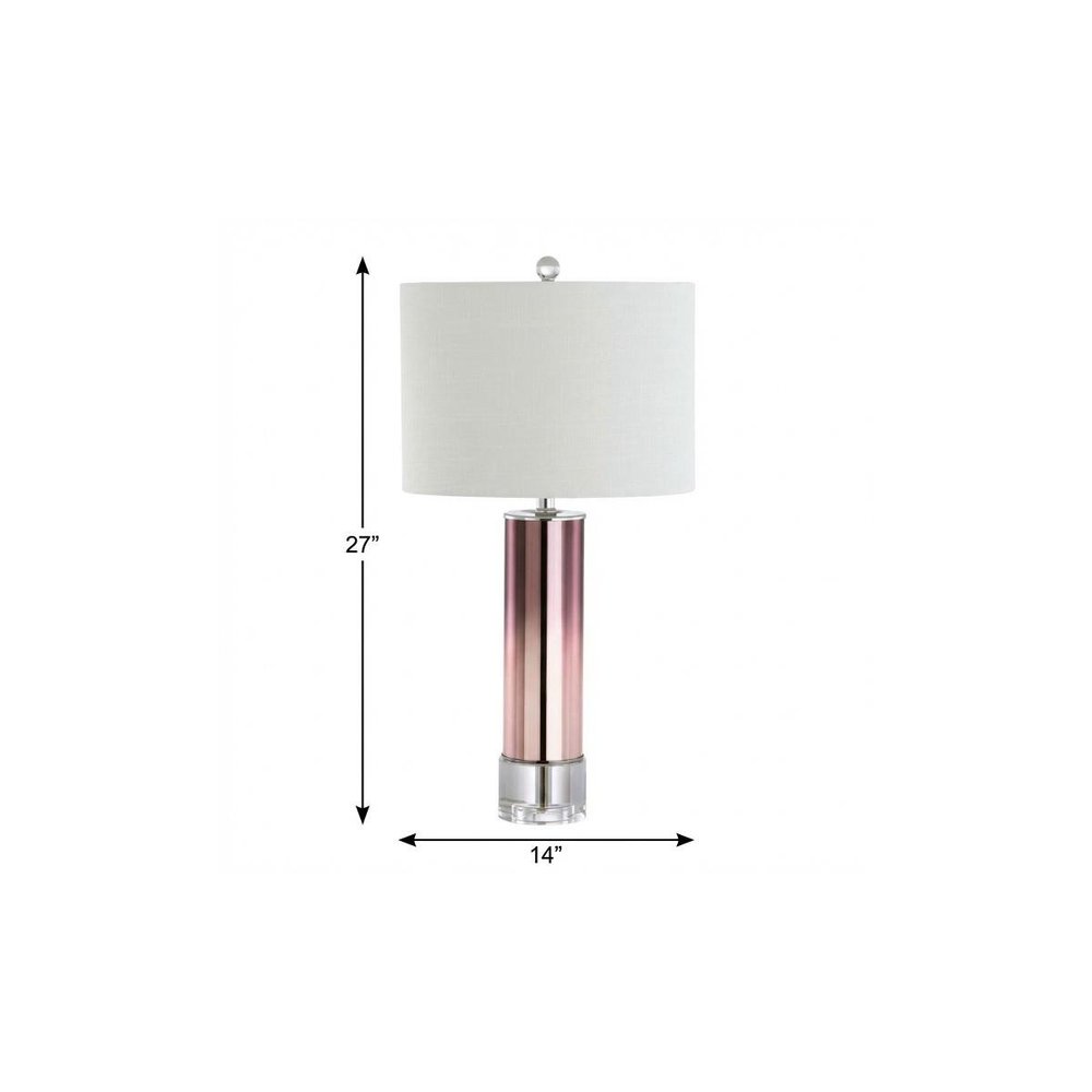 27" Clear Novelty Table Lamp With Drum Shade. Table lamp isolated on a plain white background, finished in clear.