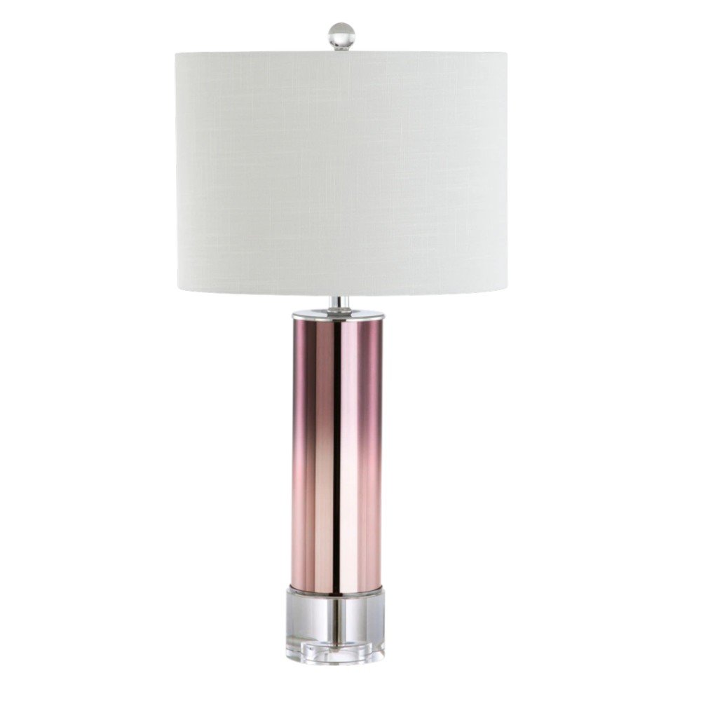 27" Clear Novelty Table Lamp With Drum Shade. Table lamp isolated on a plain white background.