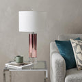 27" Clear Novelty Table Lamp With Drum Shade. Table lamp in clear.