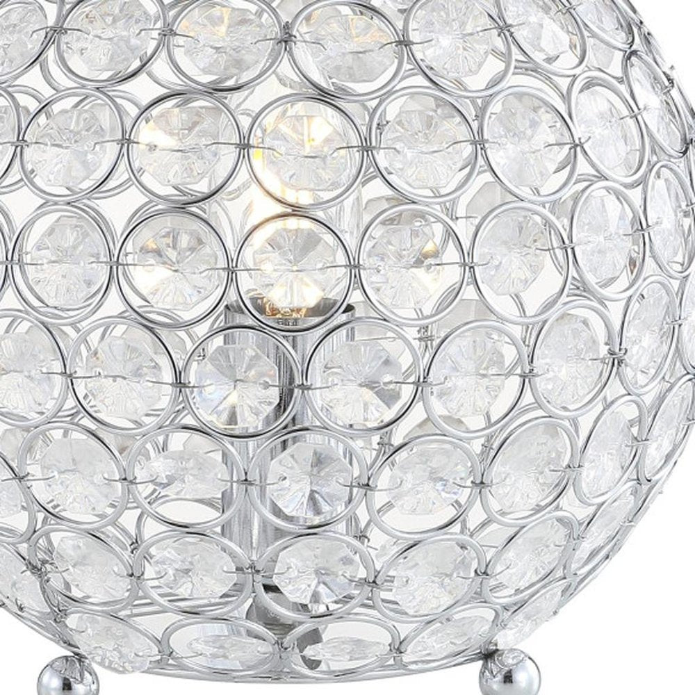 8" Silver Geometric Globe Table Lamp With Globe