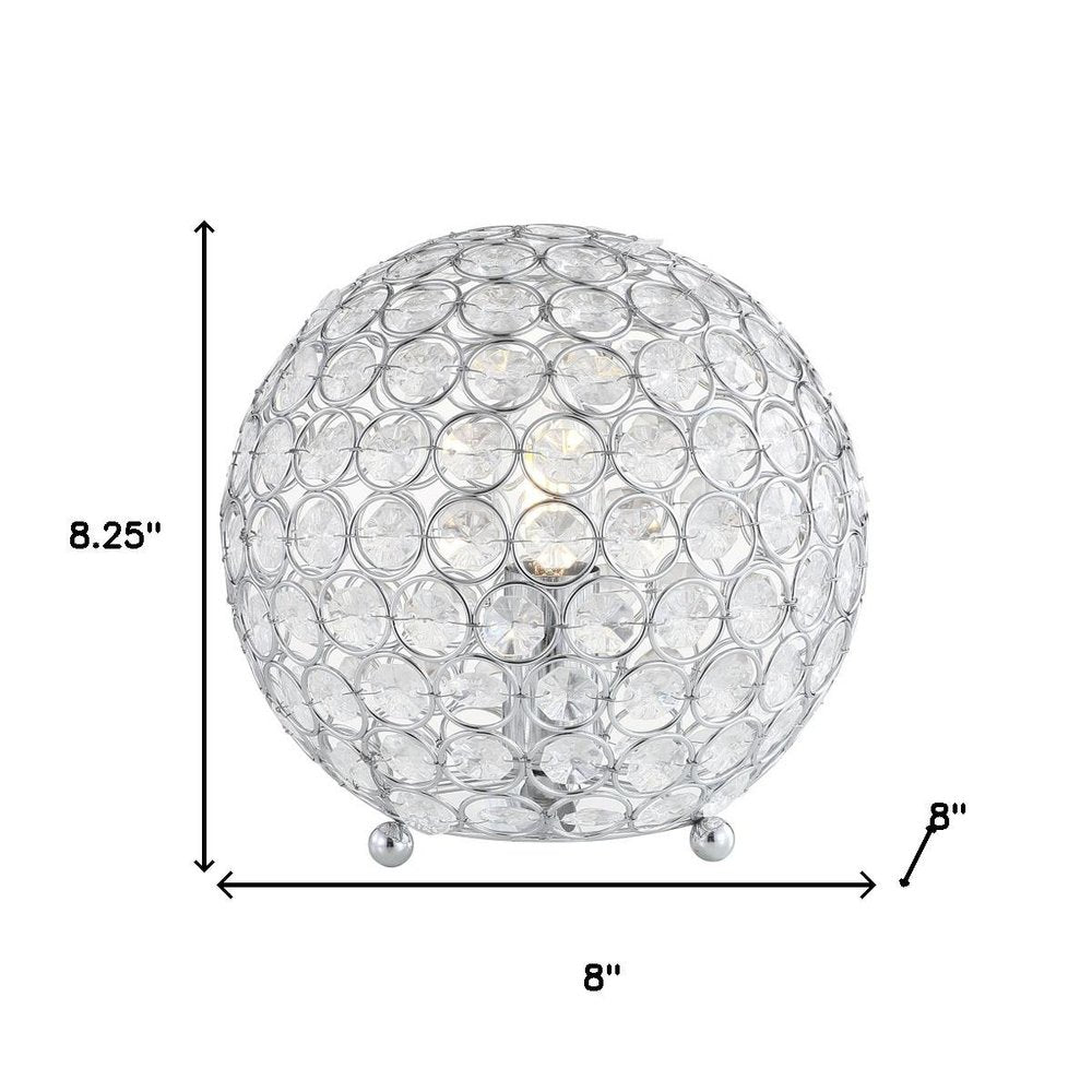 8" Silver Geometric Globe Table Lamp With Globe