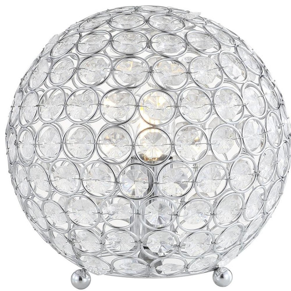 8" Silver Geometric Globe Table Lamp With Globe