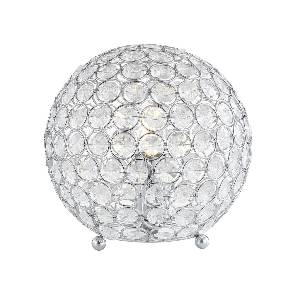 8" Silver Geometric Globe Table Lamp With Globe
