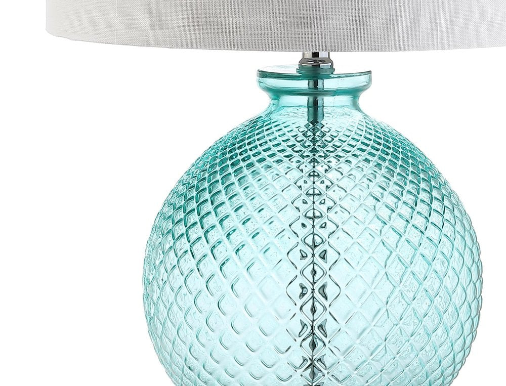 26" Clear Novelty Table Lamp With Drum Shade. Table lamp isolated on a plain white background, in a clear finish.